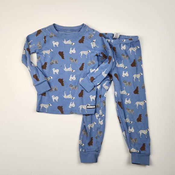 Janie and Jack Blue Dogs Long Sleeve Shirt Pants Pajamas Set sz 4 - Picture 1 of 11